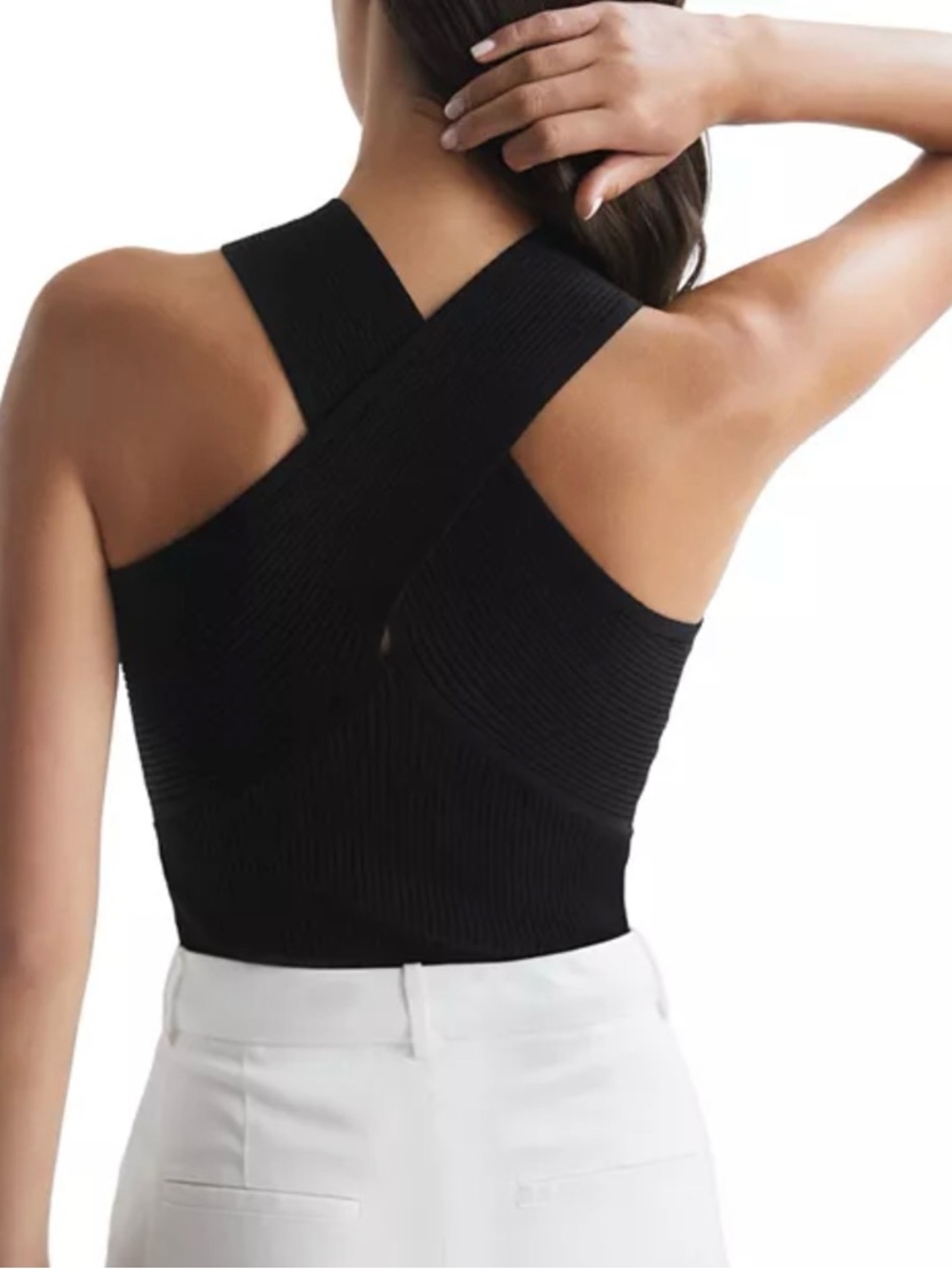 NWT Reiss Lily Ribbed Knit Sleeveless Halter Top L - Picture 4 of 10